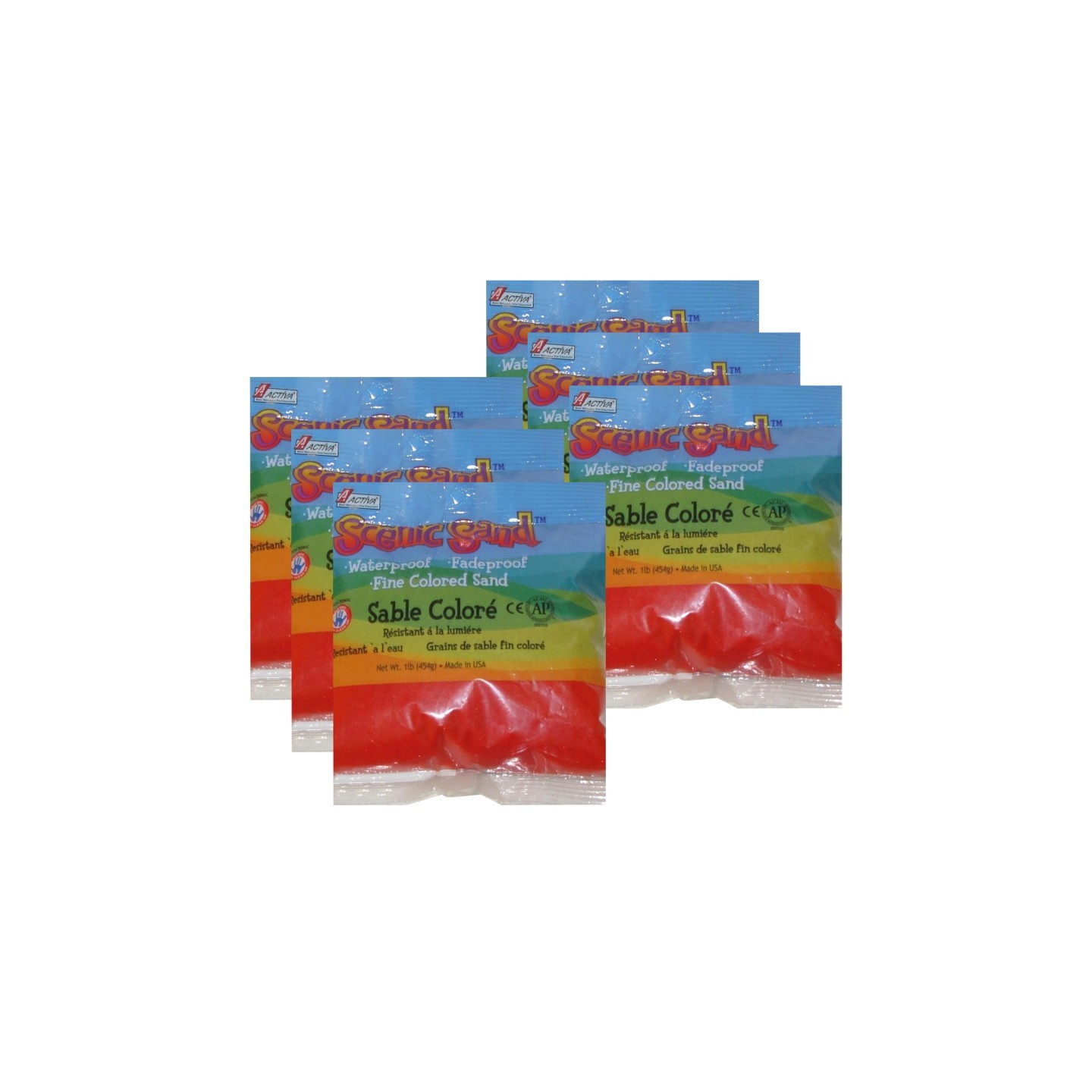 ACTÍVA Scenic Sand™ Craft Colored Sand, Bright Red, 1lb (454g) Bag, Pack of 6