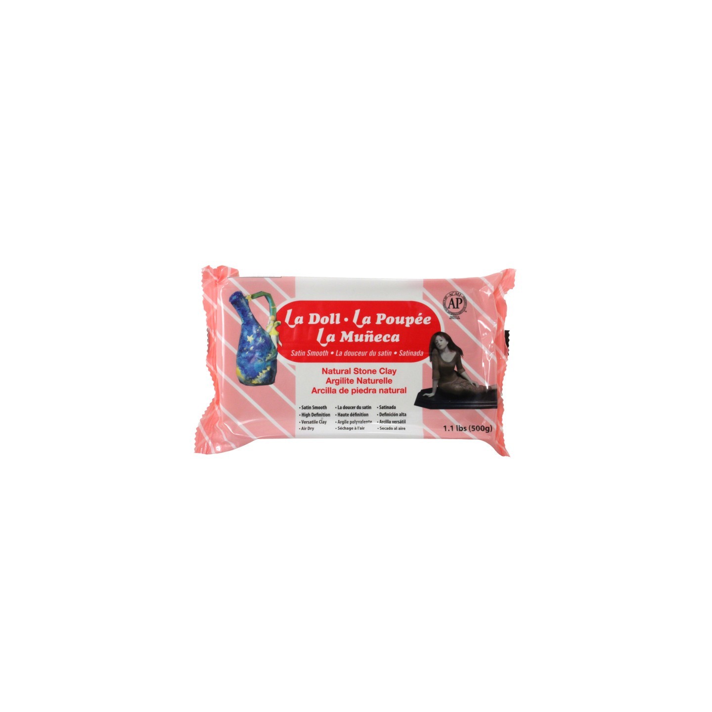 ACTÍVA La Doll Satin Smooth Natural Stone Modeling Clay, 1.1 lb (500 g)