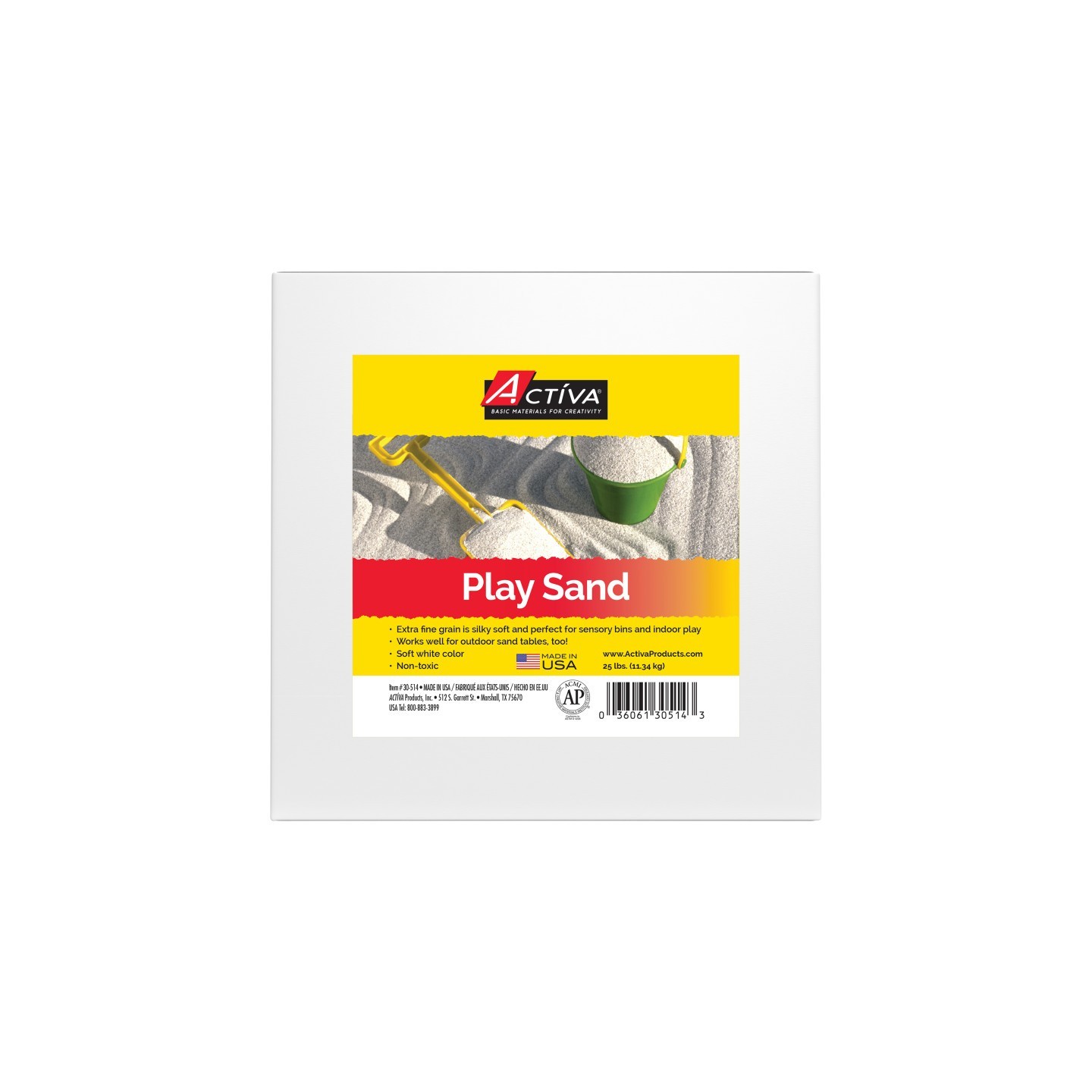 ACTÍVA Play Sand, White, 25 lb (11.3 kg) Box