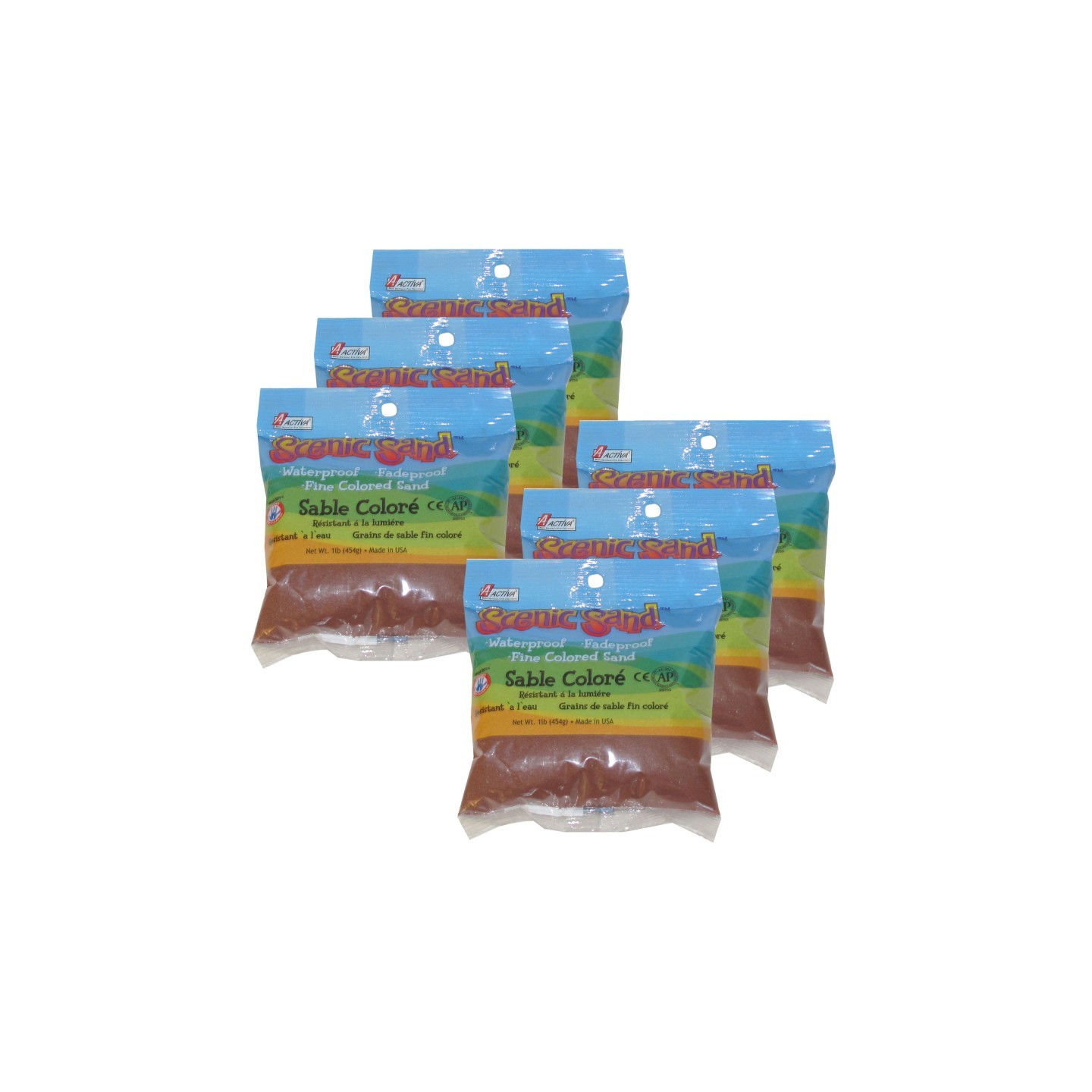 ACTÍVA Scenic Sand™ Craft Colored Sand, Dark Brown, 1 lb (454 g) Bag, Pack of 6