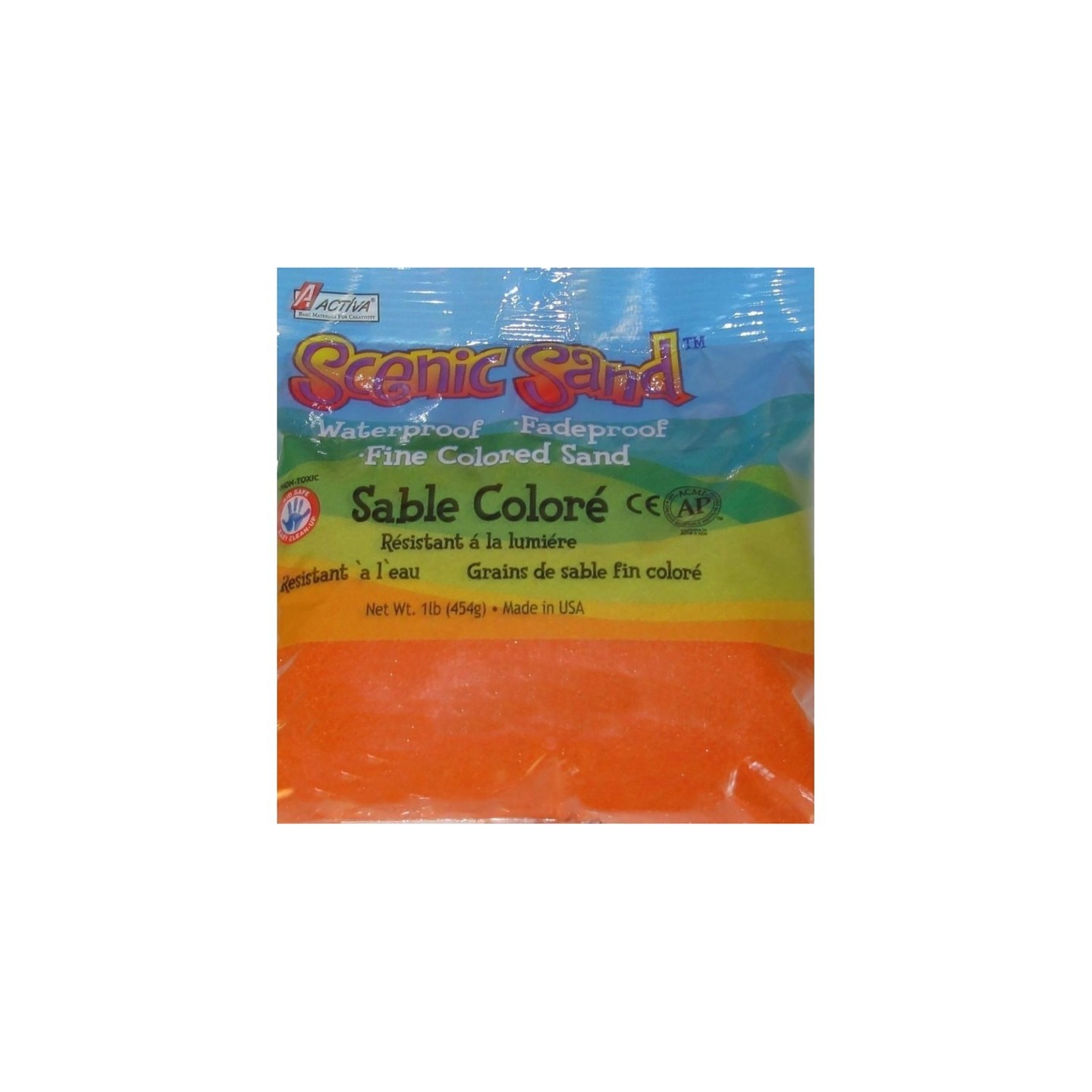 ACTÍVA Scenic Sand™ Craft Colored Sand, Orange, 1lb (454g) Bag