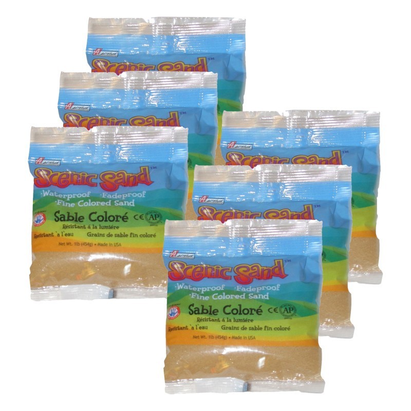 ACTÍVA Scenic Sand™ Craft Colored Sand, Light Brown, 1 lb (454 g) Bag, Pack of 6