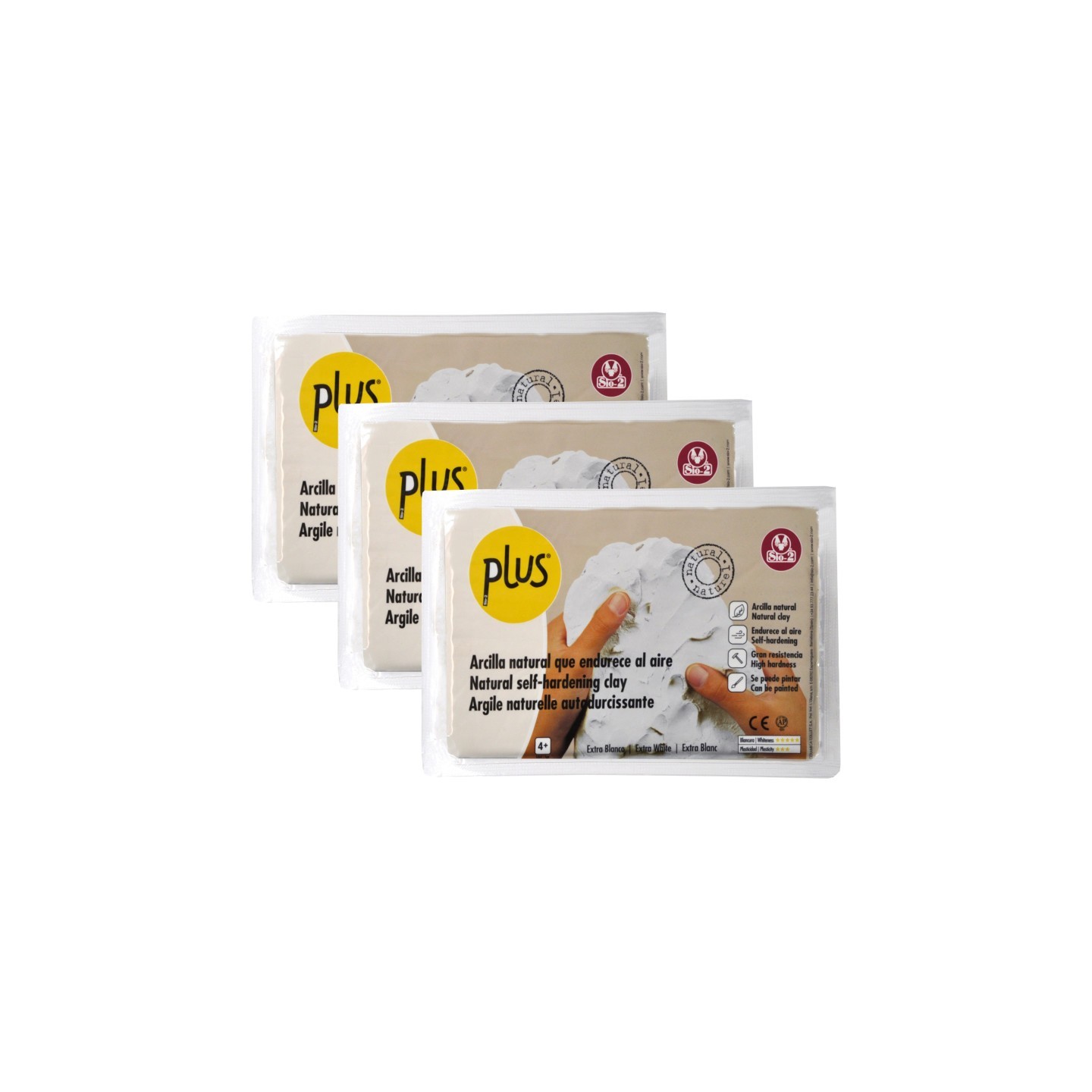 ACTÍVA PLUS Clay Air Dry Clay, Extra White, 2.2 lb (1 kg ), Pack of 3