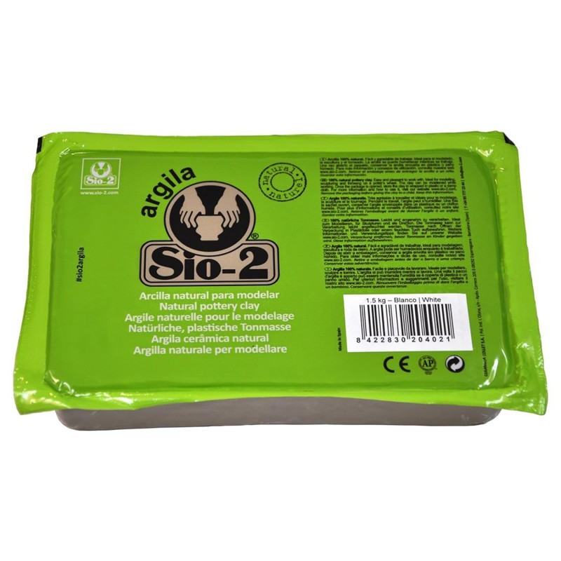 ACTÍVA SIO-2® Argila Natural Pottery Clay, 2.2 lb (1 kg), White
