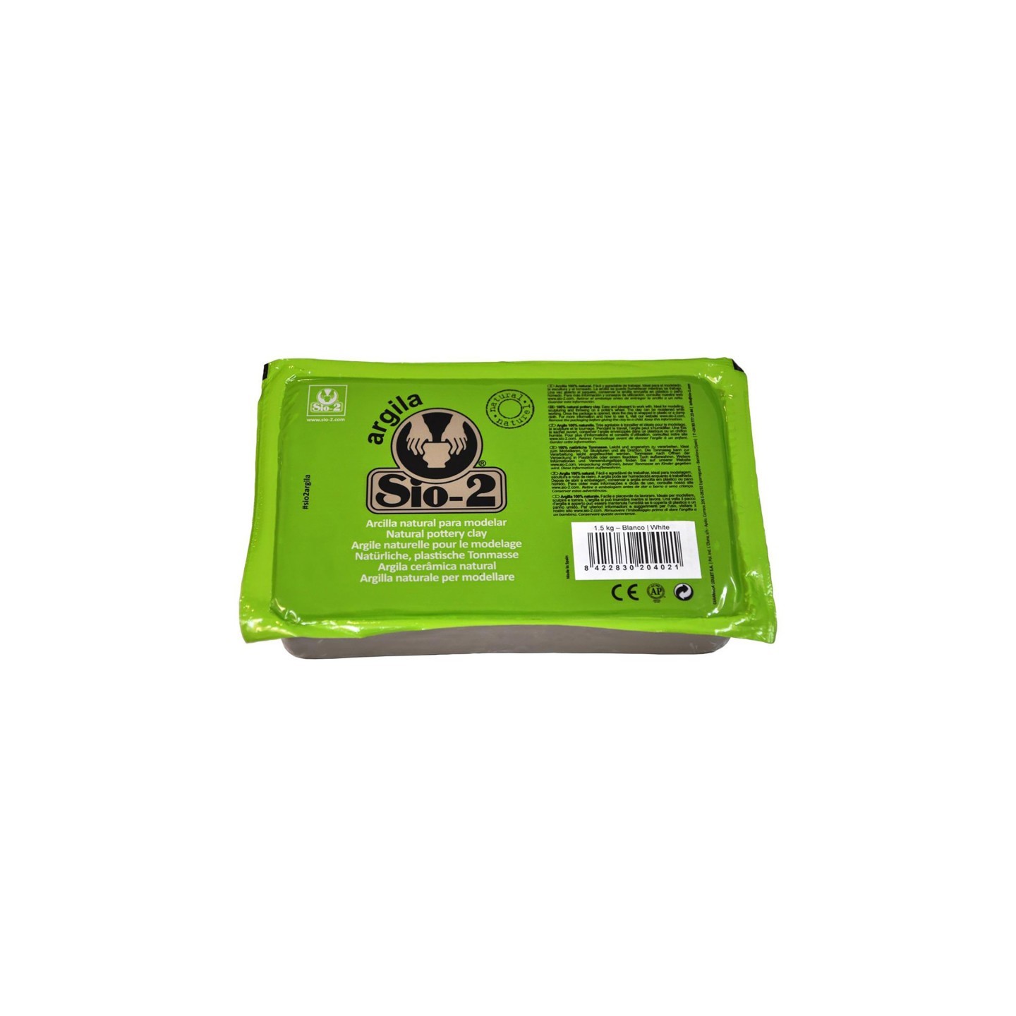 ACTÍVA SIO-2® Argila Natural Pottery Clay, 2.2 lb (1 kg), White