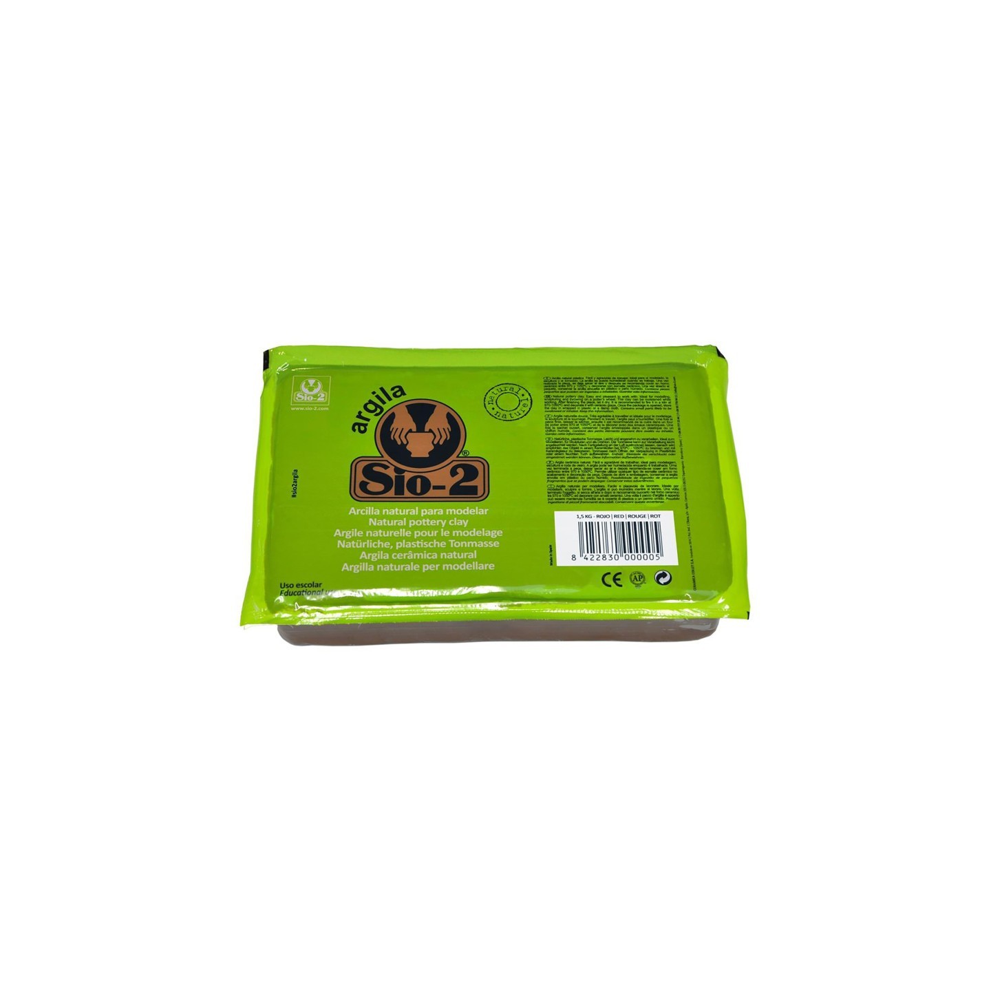 ACTÍVA SIO-2® Argila Natural Pottery Clay, 2.2 lb (1 kg), Red