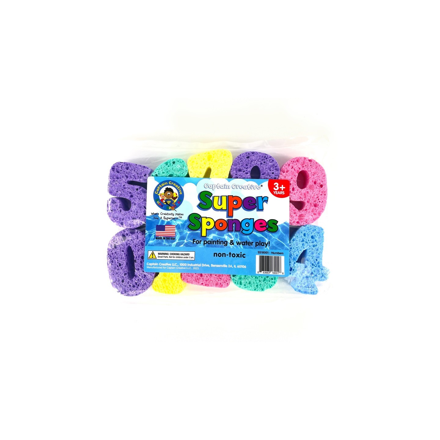 Captain Creative Super Sponges, 3", Numbers, 10 Pieces