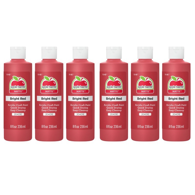 Apple Barrel Acrylic Paint Matte, 8oz., Bright Red, Pack of 6