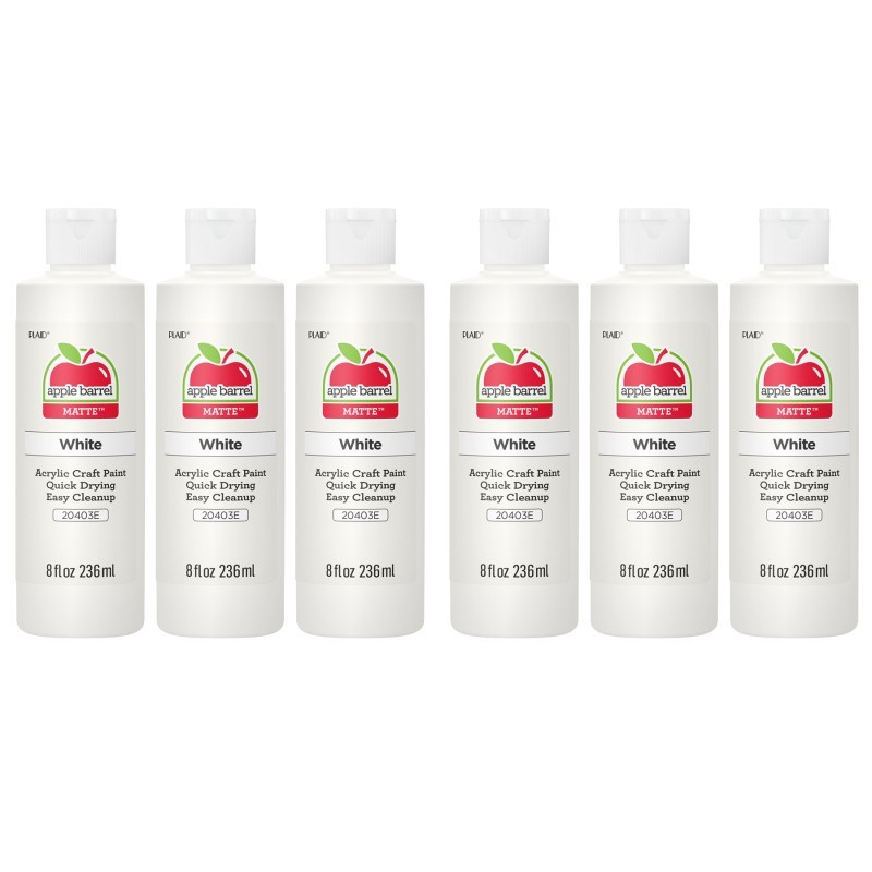 Apple Barrel Acrylic Paint Matte, 8oz., White, Pack of 6