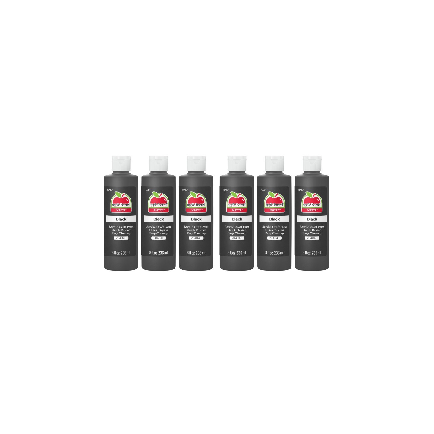 Apple Barrel Acrylic Paint Matte, 8oz., Black, Pack of 6