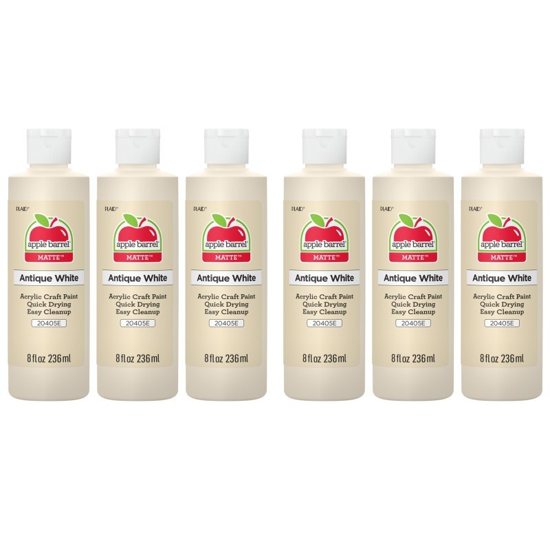 Apple Barrel Acrylic Paint Matte, 8oz., Antique White, Pack of 6