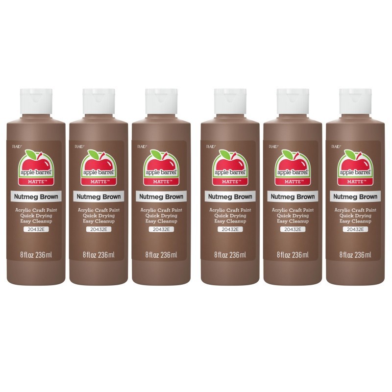Apple Barrel Acrylic Paint Matte, 8oz., Nutmeg Brown, Pack of 6