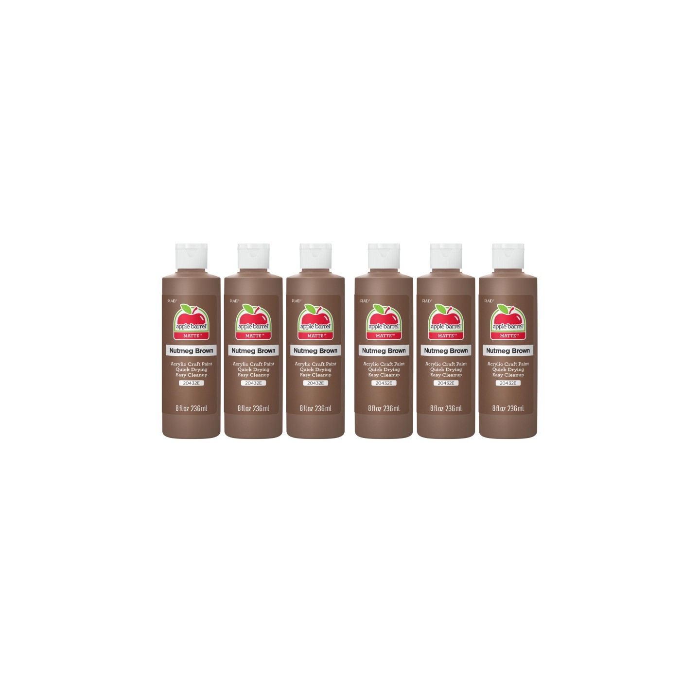 Apple Barrel Acrylic Paint Matte, 8oz., Nutmeg Brown, Pack of 6