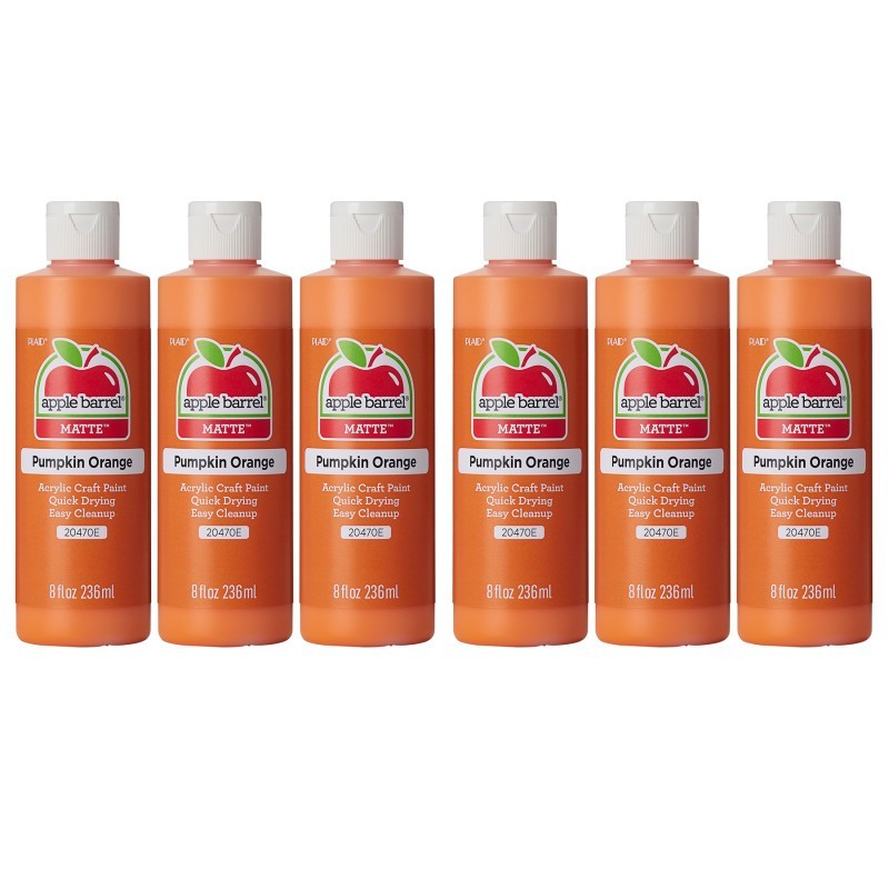 Apple Barrel Acrylic Paint Matte, 8oz., Pumpkin Orange, Pack of 6