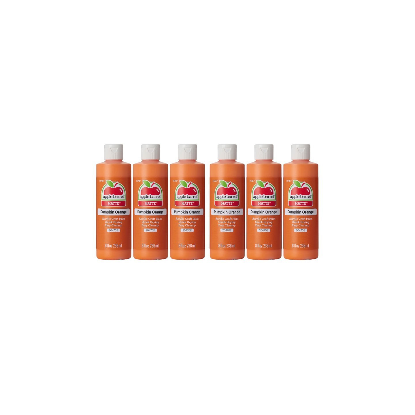 Apple Barrel Acrylic Paint Matte, 8oz., Pumpkin Orange, Pack of 6