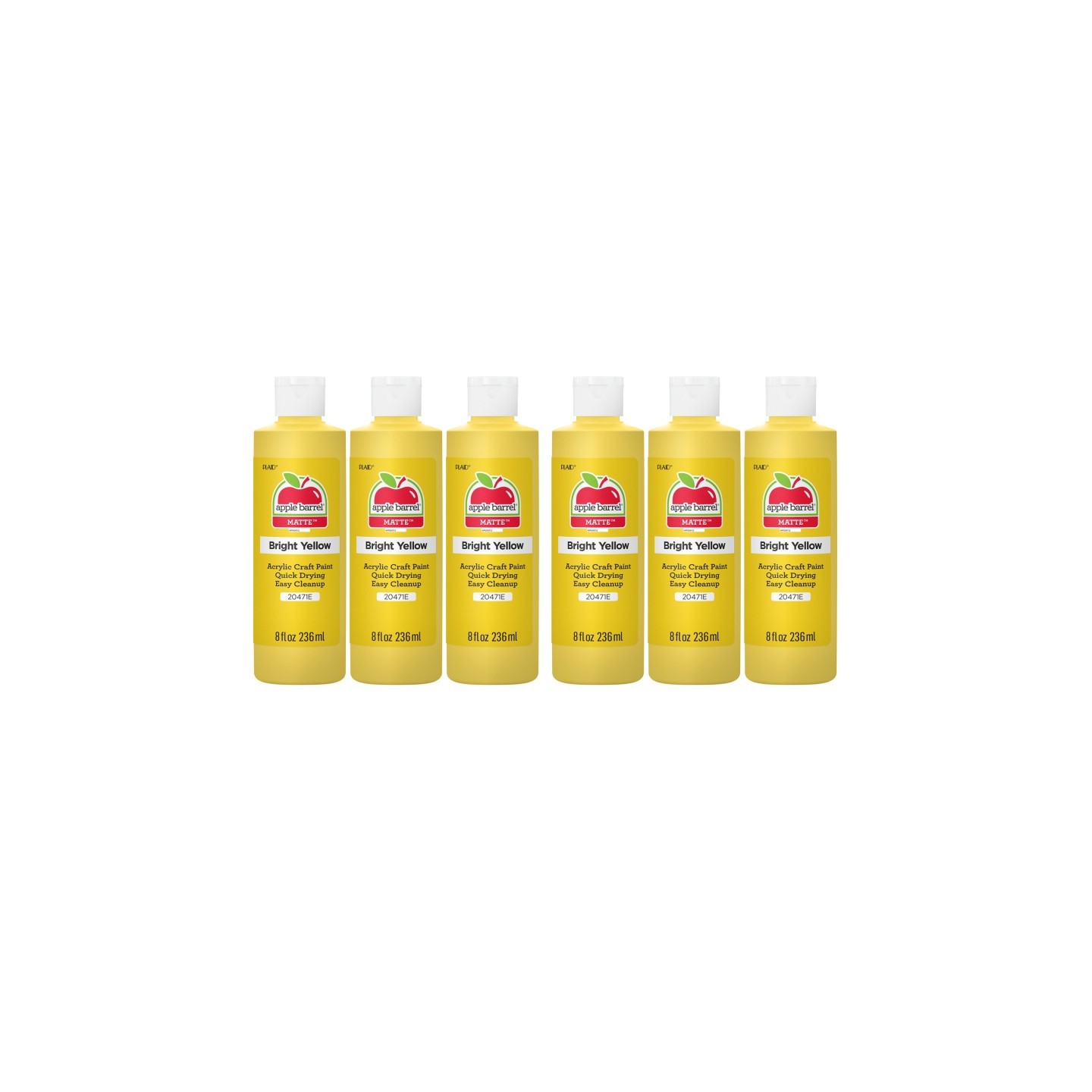 Apple Barrel Acrylic Paint Matte, 8oz., Bright Yellow, Pack of 6