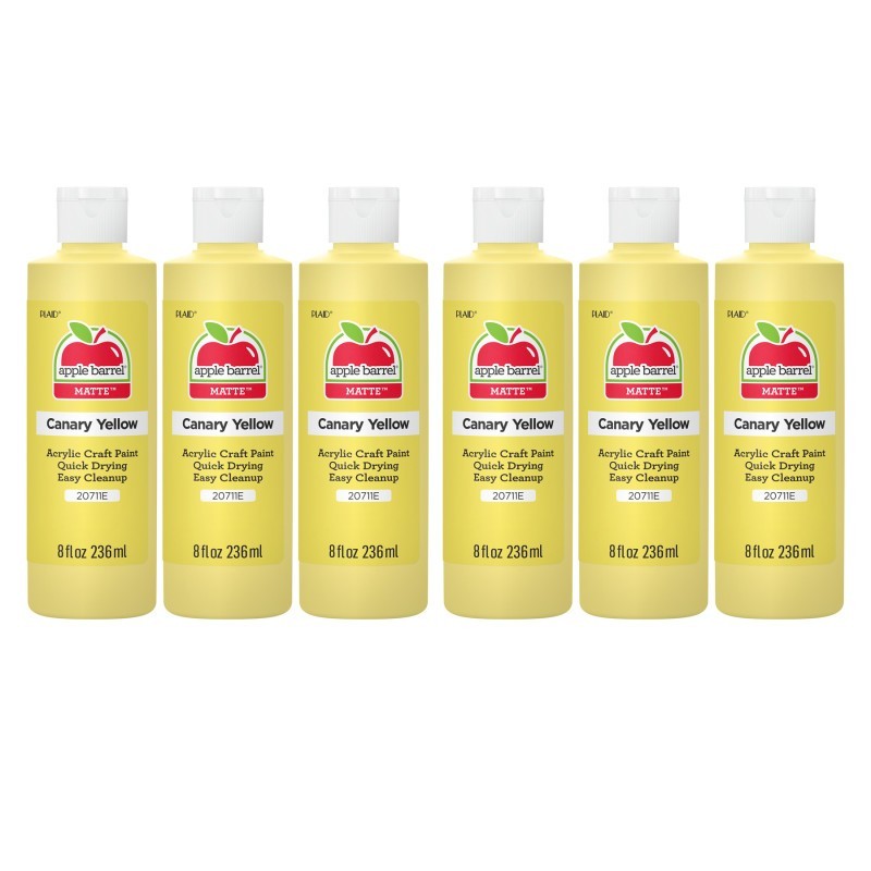 Apple Barrel Acrylic Paint Matte, 8oz., Canary Yellow, Pack of 6