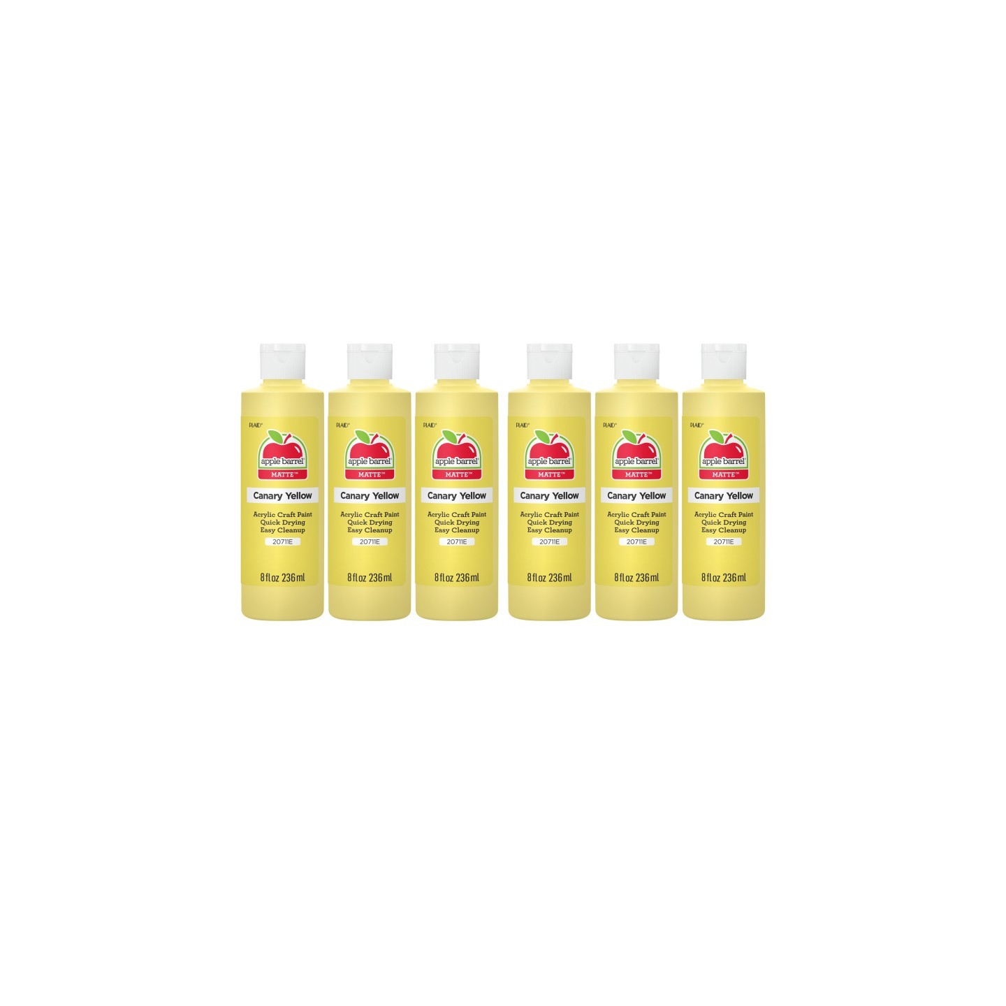 Apple Barrel Acrylic Paint Matte, 8oz., Canary Yellow, Pack of 6