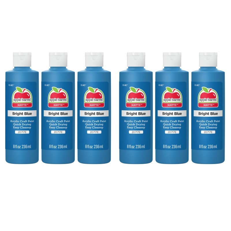 Apple Barrel Acrylic Paint Matte, 8oz., Bright Blue, Pack of 6