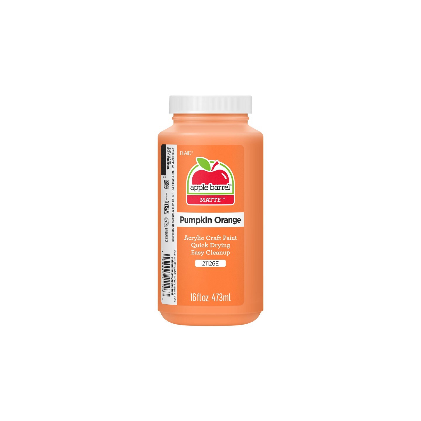 Apple Barrel Acrylic Paint Matte, 16oz., Pumpkin Orange