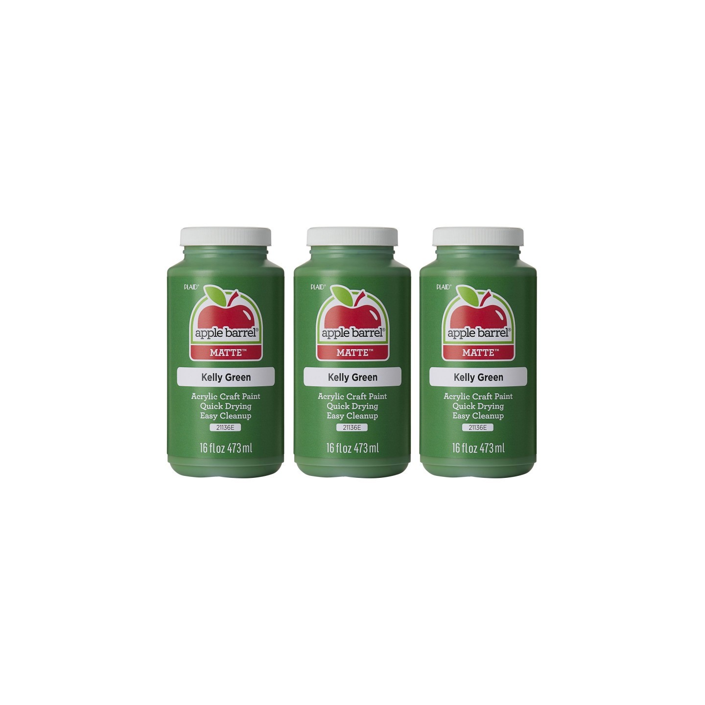 Apple Barrel Acrylic Paint Matte, 16oz., Kelly Green, Pack of 3