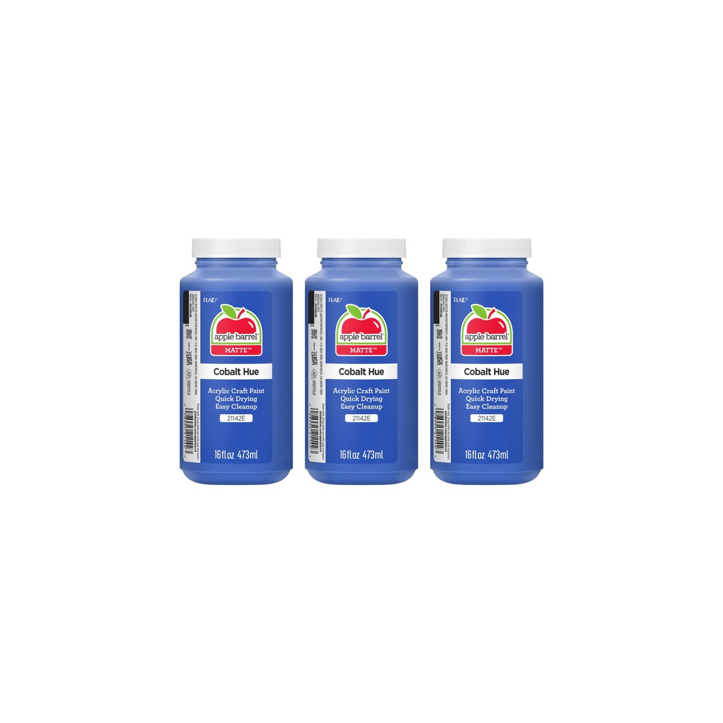 Apple Barrel Acrylic Paint Matte, 16oz., Cobalt Hue, Pack of 3