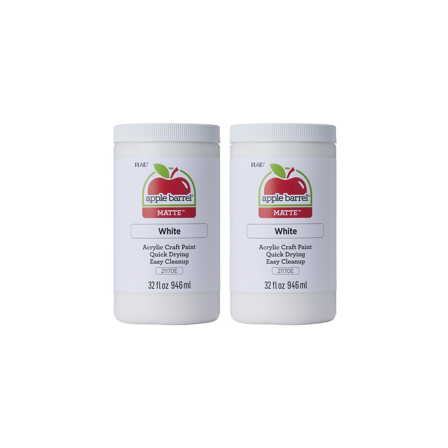 Apple Barrel Acrylic Paint Matte, 32oz., White, Pack of 2