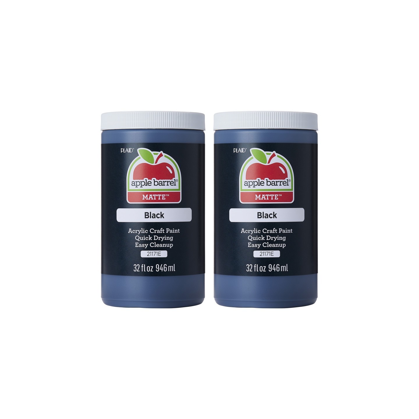 Apple Barrel Acrylic Paint Matte, 32oz., Black, Pack of 2