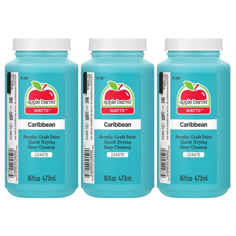 Apple Barrel Acrylic Paint Matte, 16oz., Caribbean, Pack of 3