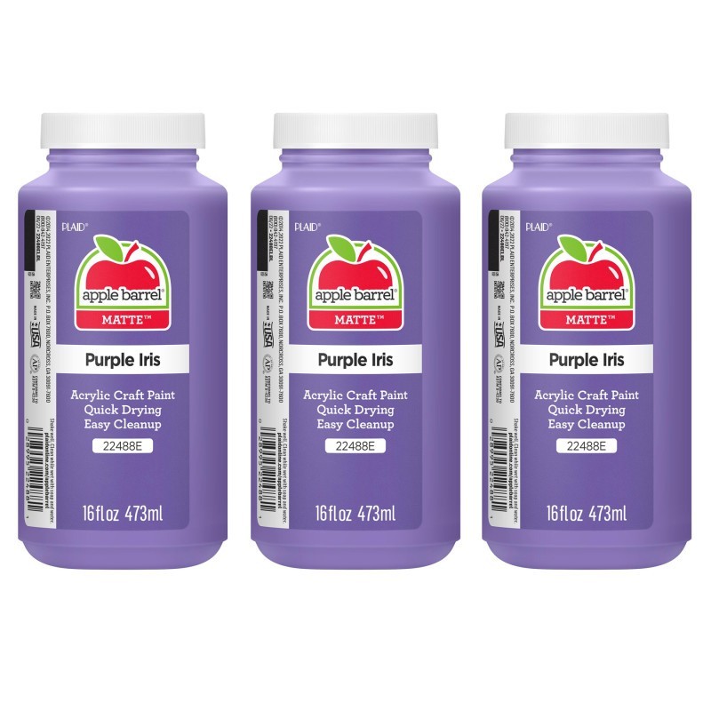 Apple Barrel Acrylic Paint Matte, 16oz., Purple Iris, Pack of 3