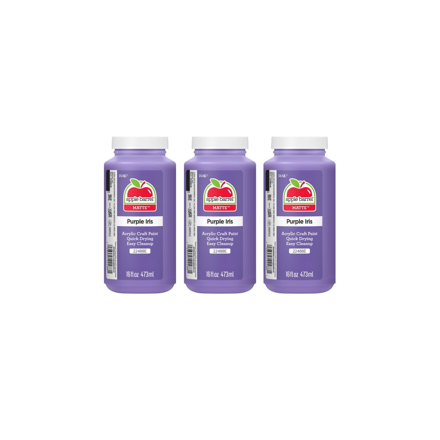 Apple Barrel Acrylic Paint Matte, 16oz., Purple Iris, Pack of 3