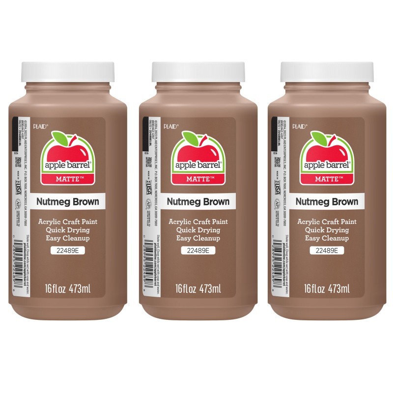 Apple Barrel Acrylic Paint Matte, 16oz., Nutmeg Brown, Pack of 3