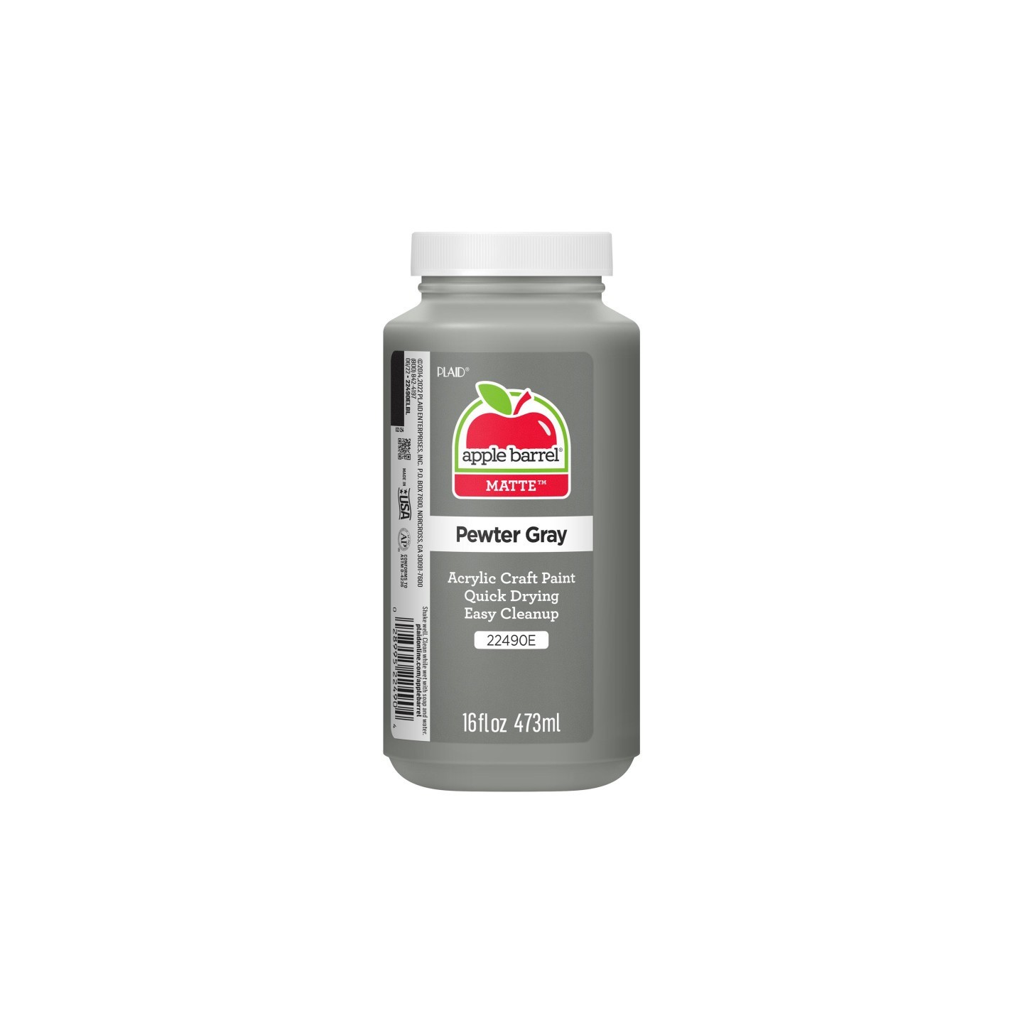 Apple Barrel Acrylic Paint Matte, 16oz., Pewter Gray