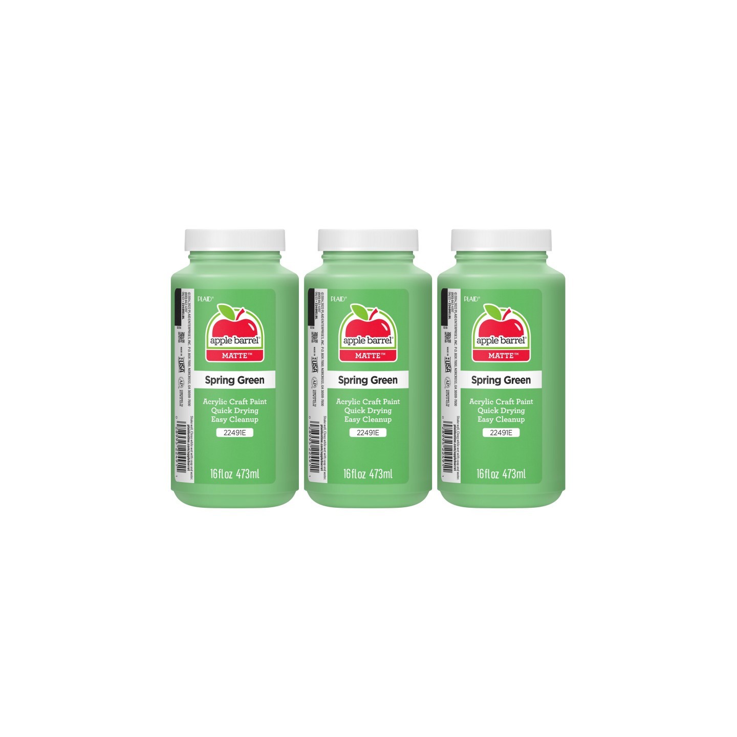 Apple Barrel Acrylic Paint Matte, 16oz., Spring Green, Pack of 3