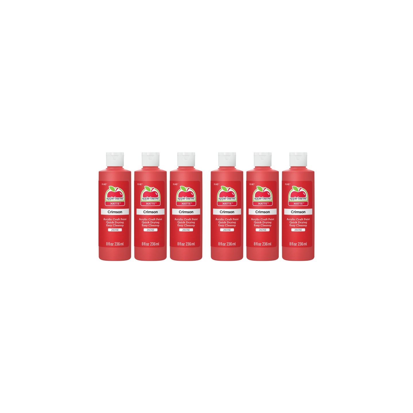 Apple Barrel Acrylic Paint Matte, 8oz., Crimson, Pack of 6