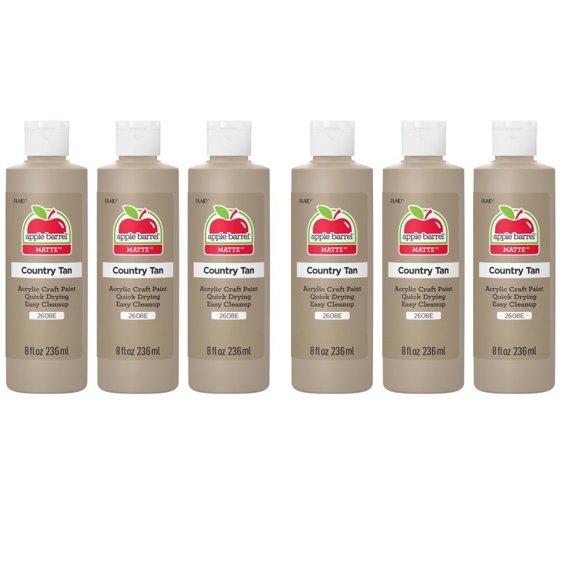 Apple Barrel Acrylic Paint Matte, 8oz., Country Tan, Pack of 6
