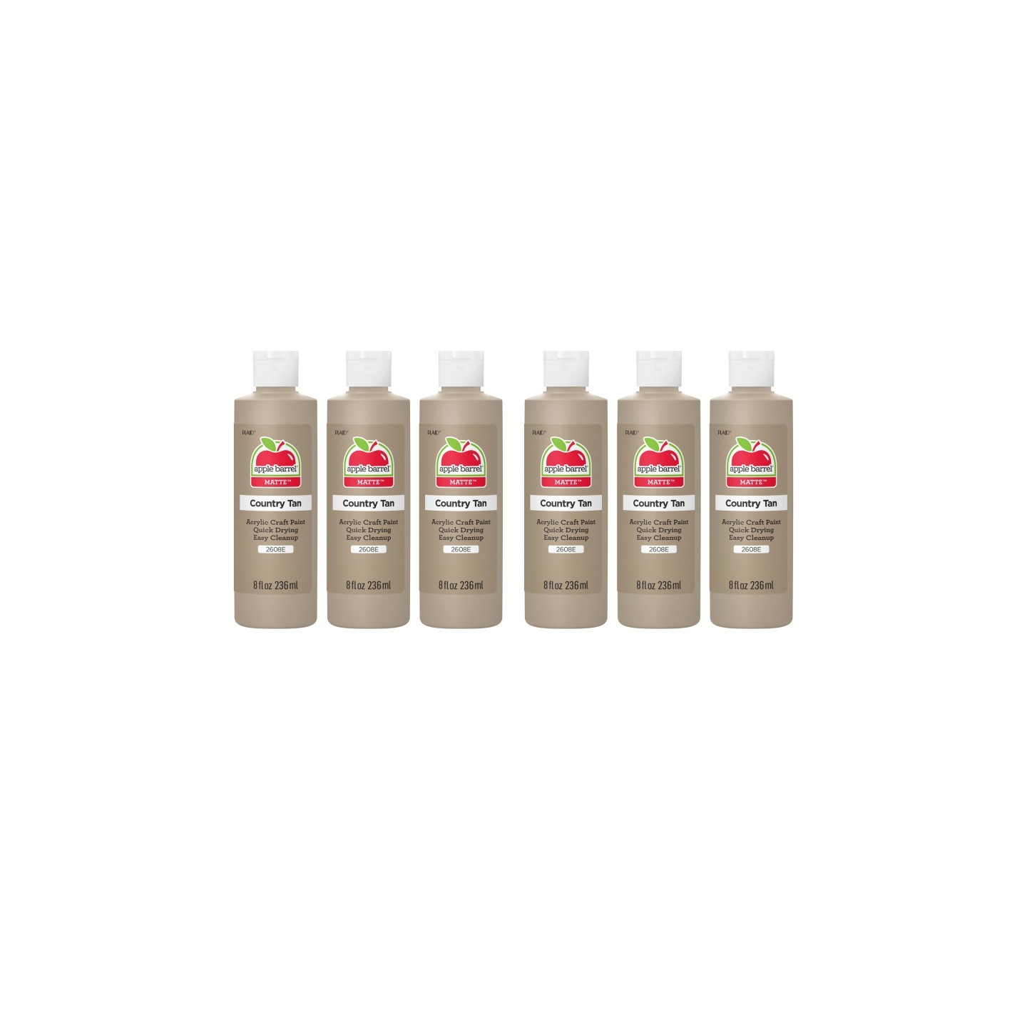 Apple Barrel Acrylic Paint Matte, 8oz., Country Tan, Pack of 6