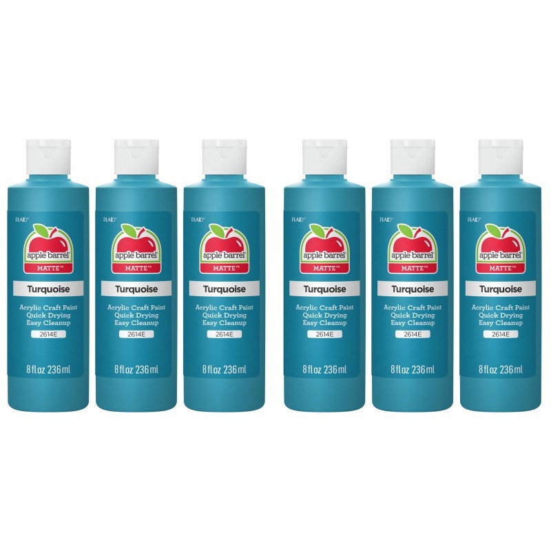 Apple Barrel Acrylic Paint Matte, 8oz., Turquoise, Pack of 6