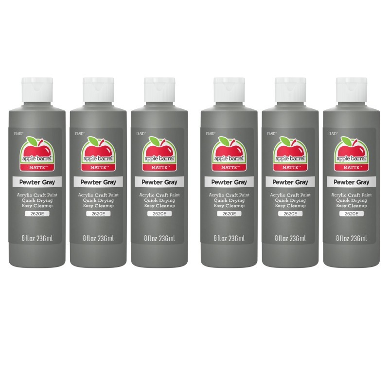 Apple Barrel Acrylic Paint Matte, 8oz., Pewter Gray, Pack of 6
