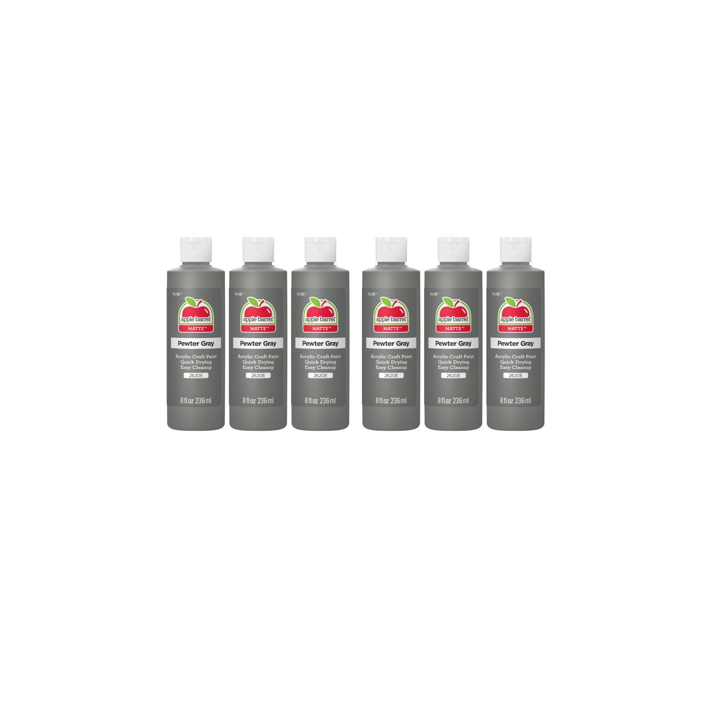 Apple Barrel Acrylic Paint Matte, 8oz., Pewter Gray, Pack of 6