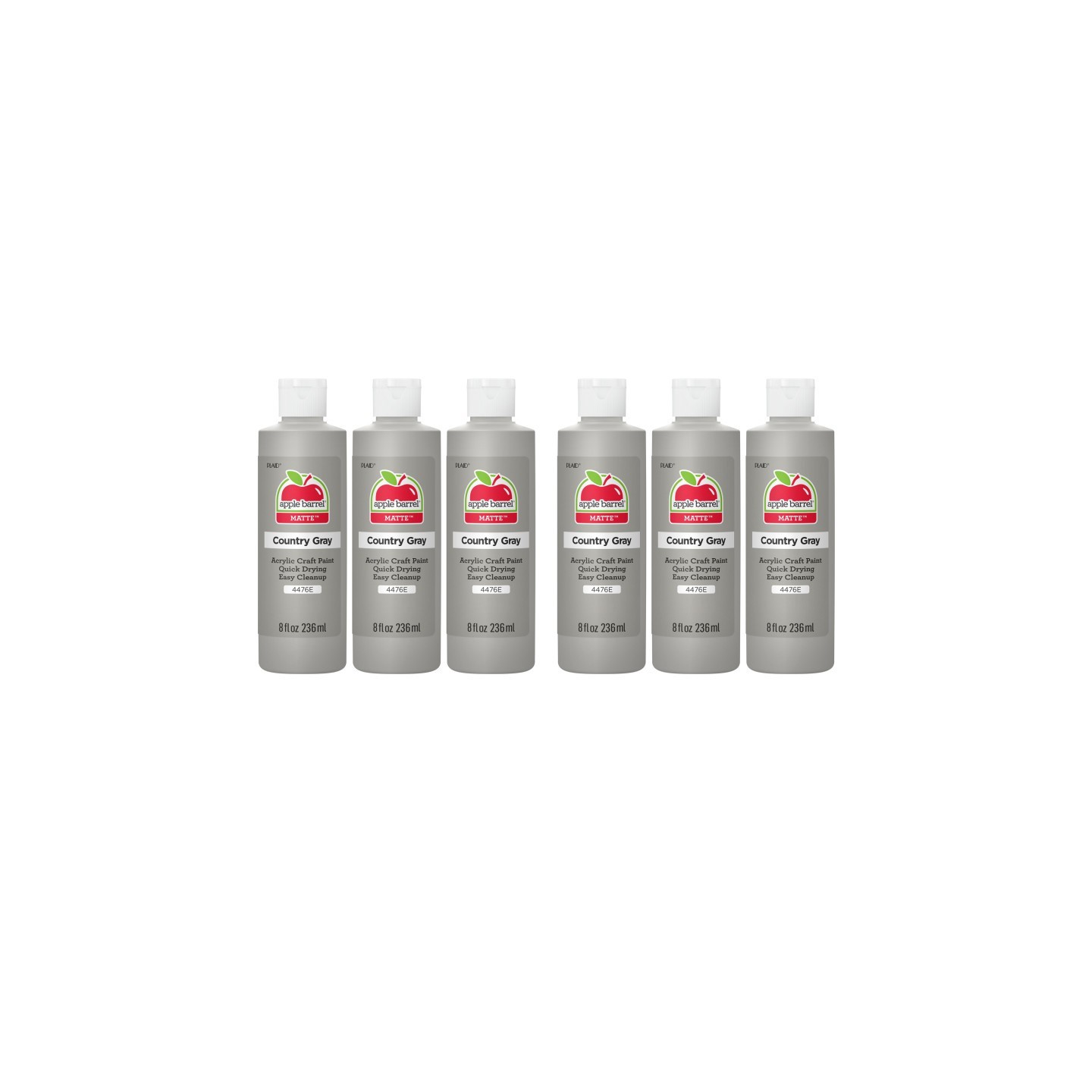 Apple Barrel Acrylic Paint Matte, 8oz., Country Gray, Pack of 6