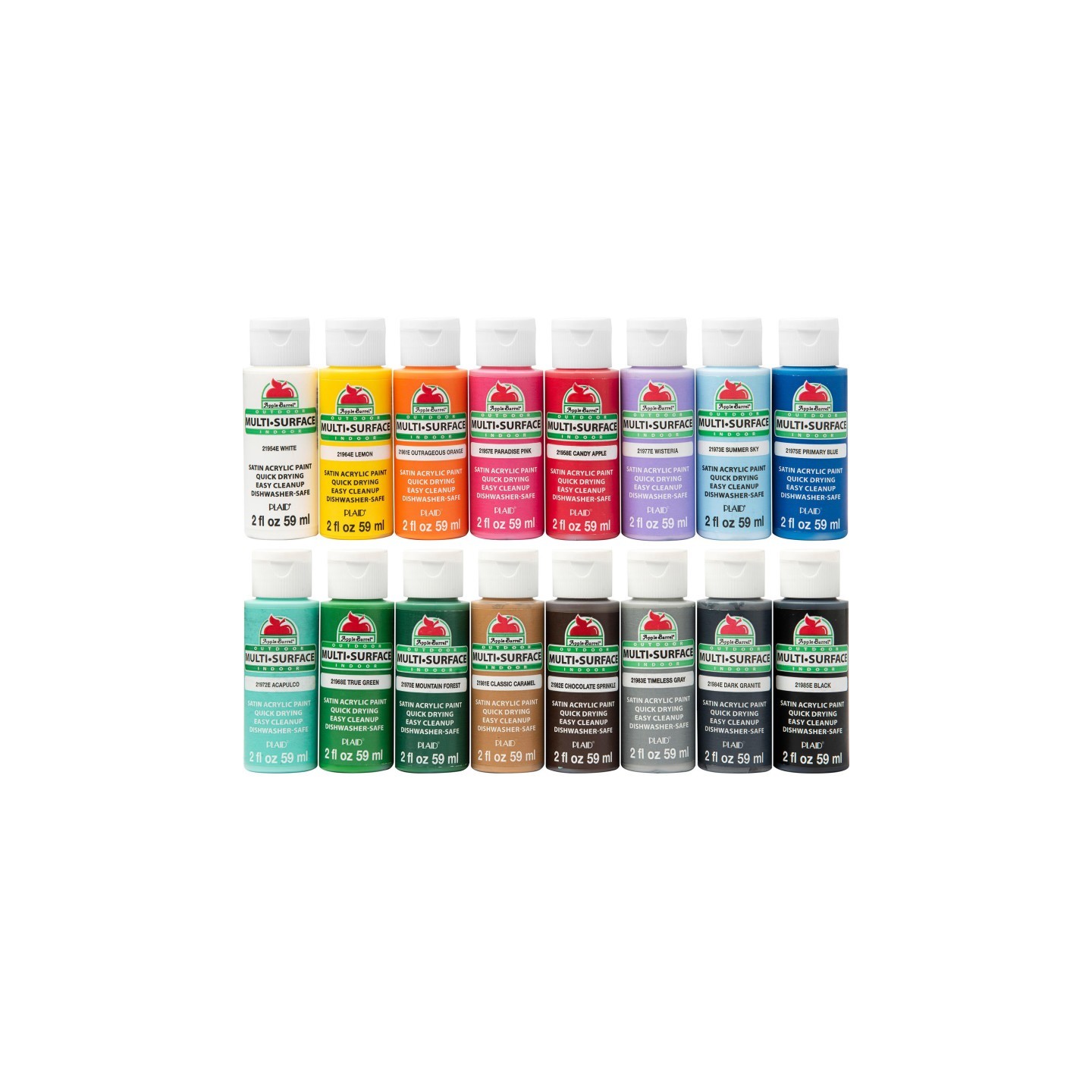 Apple Barrel Multi-Surface Acrylic Paint, 2oz., 16-Piece Set