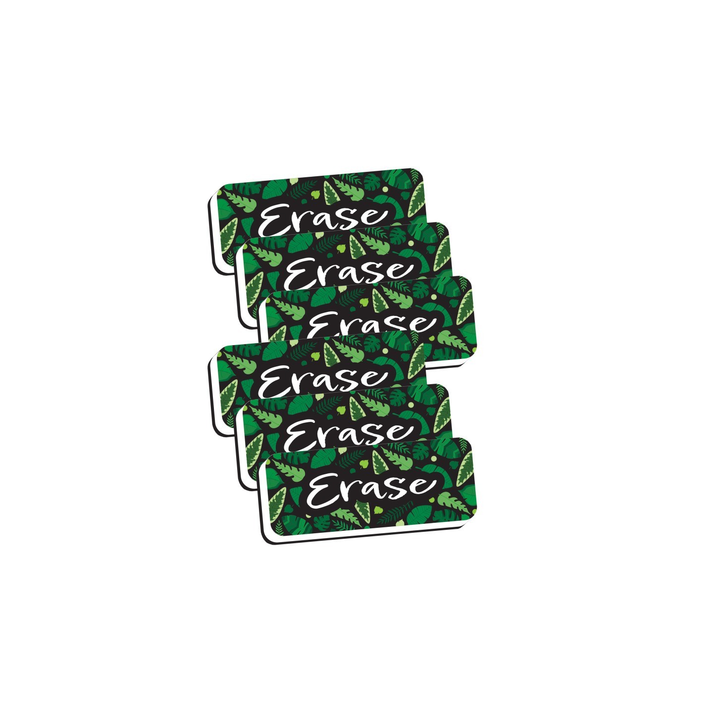 Ashley Productions® Magnetic Whiteboard Eraser, Greenery with Erase, 2" x 5", Pack of 6
