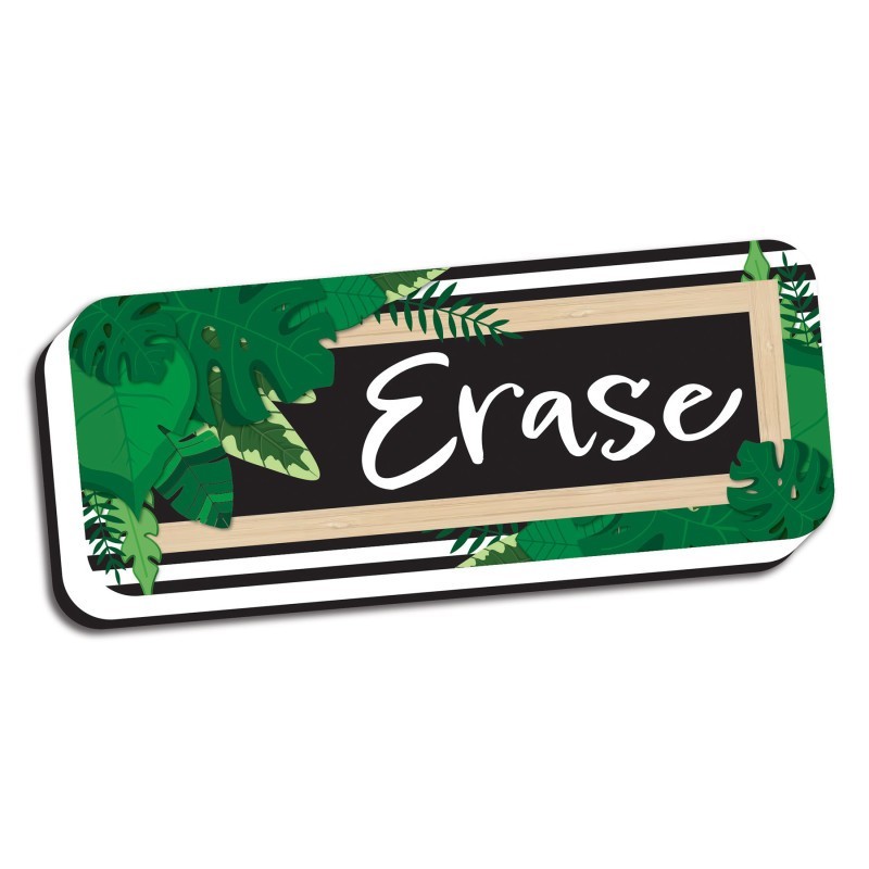 Ashley Productions® Magnetic Whiteboard Eraser, Boho Style Leaves with Border, 2" x 5"