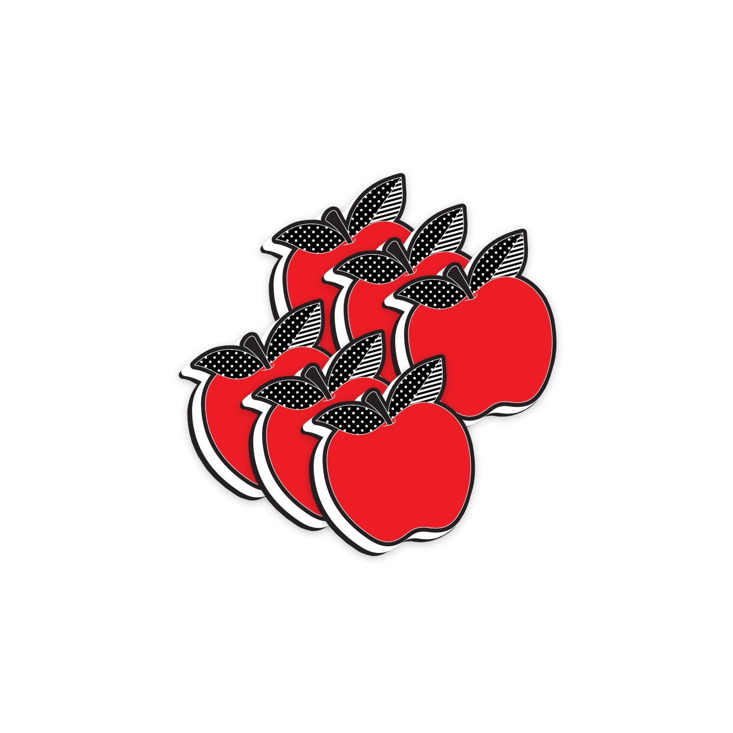 Ashley Productions® Magnetic Whiteboard Eraser, Red Apple with Black and White Leaves, Pack of 6