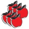 Ashley Productions® Magnetic Whiteboard Eraser, Red Apple with Black and White Leaves, Pack of 6