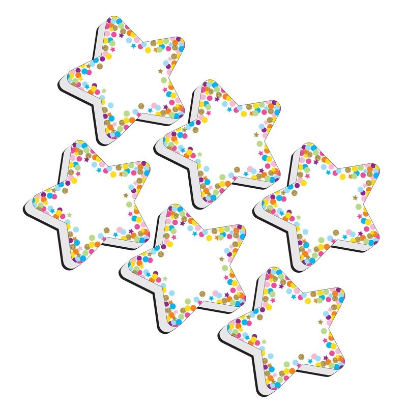 Ashley Productions® Magnetic Whiteboard Erasers, Star Confetti, Pack of 6