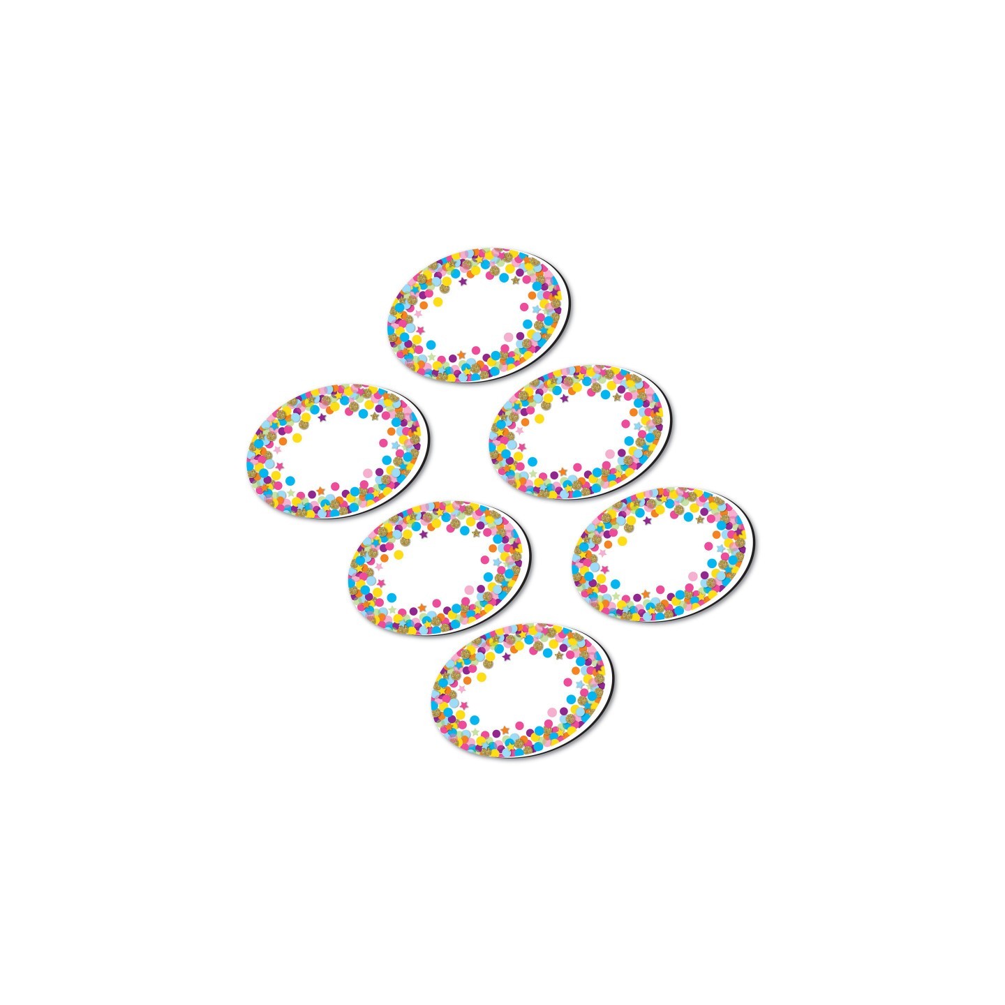 Ashley Productions® Magnetic Whiteboard Eraser, Oval Confetti, Pack of 6
