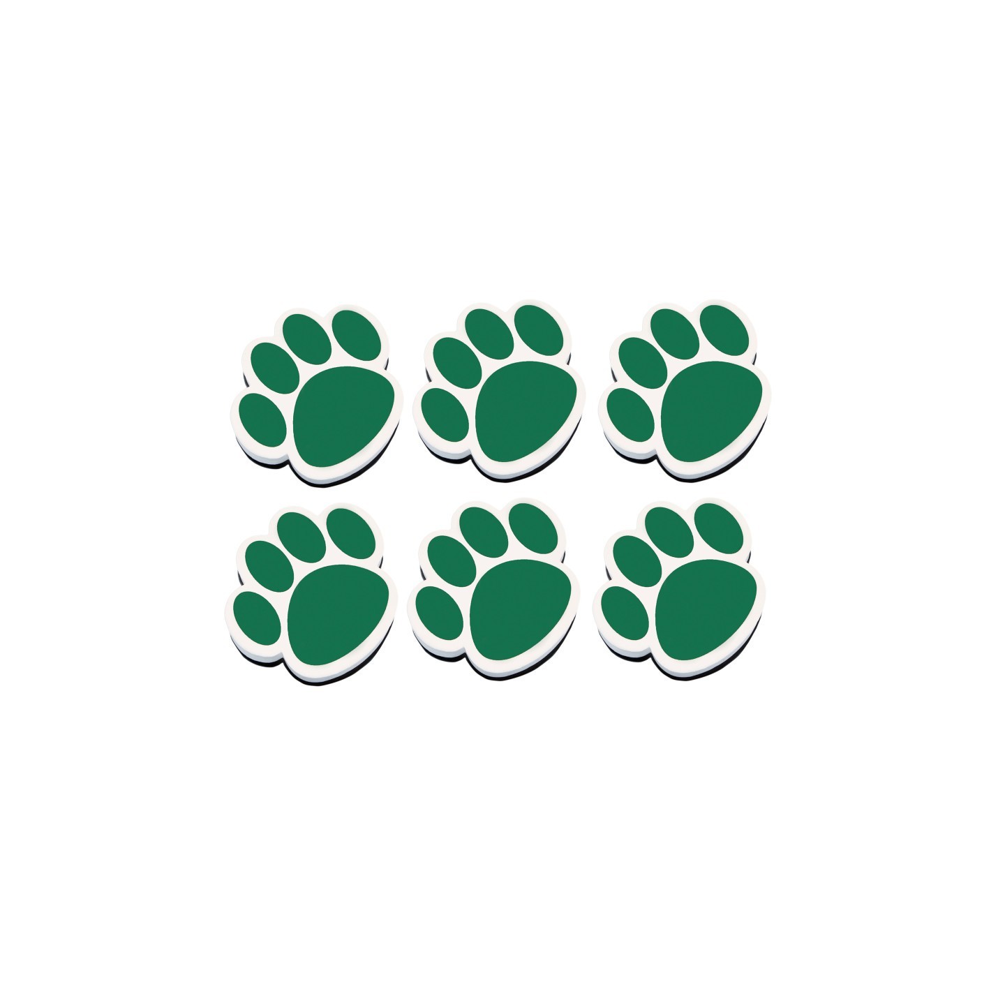 Ashley Productions® Magnetic Whiteboard Eraser, Green Paw, Pack of 6