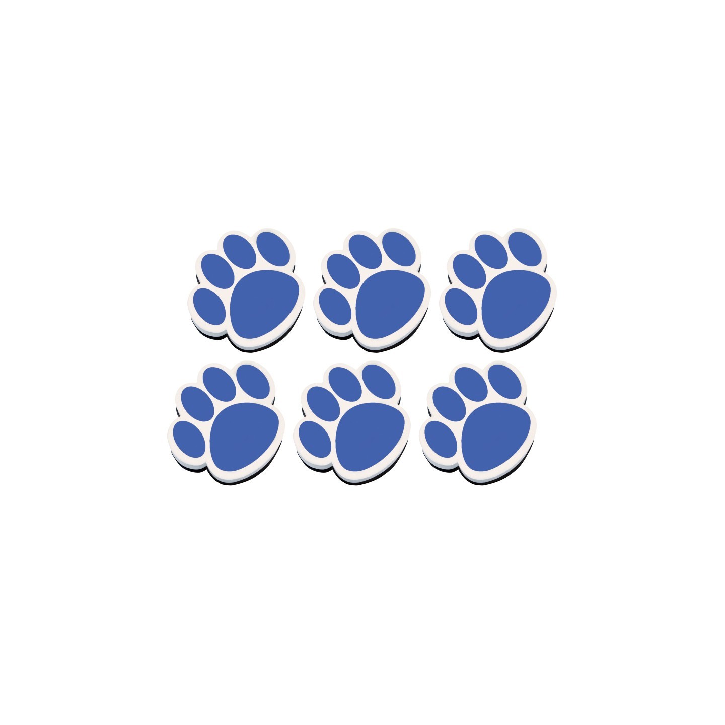 Ashley Productions® Magnetic Whiteboard Eraser, Blue Paw, Pack of 6